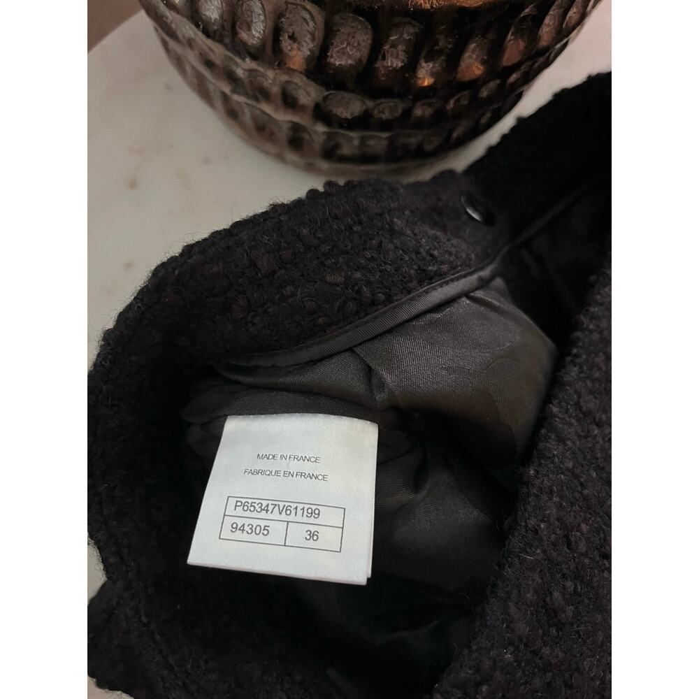 Chanel Wool Mini Tweed Short Silk Lined Logo 36 FR 4 Black Designer High Waist - Picture 9 of 12